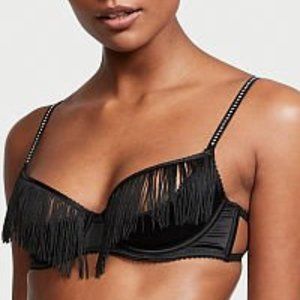 VS M Very Sexy Fringe Open Quarter Cup Bra Roaring 20s Underwire Bra NWT